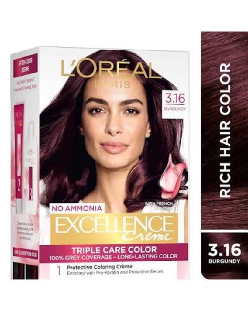 L'OREAL PARIS NO AMMONIA EXCELLENCE CREME TRIPLE CARE COLOR BURGUNDY - 3.16- 100G