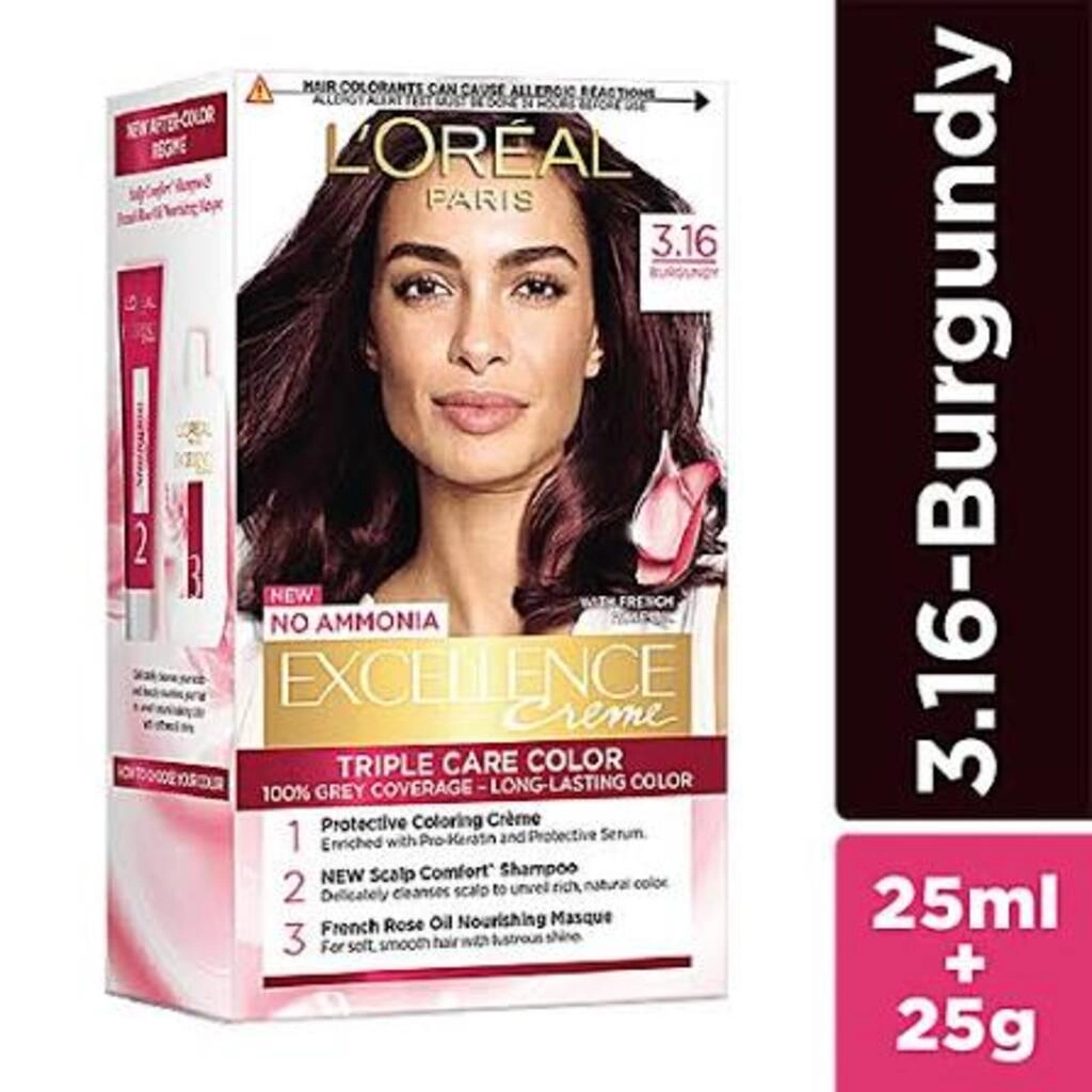 L'OREAL PARIS EXCELLENCE CREME TRIPLE CARE COLOR BURGUNDY 3.16- - 25 ML + 25 G