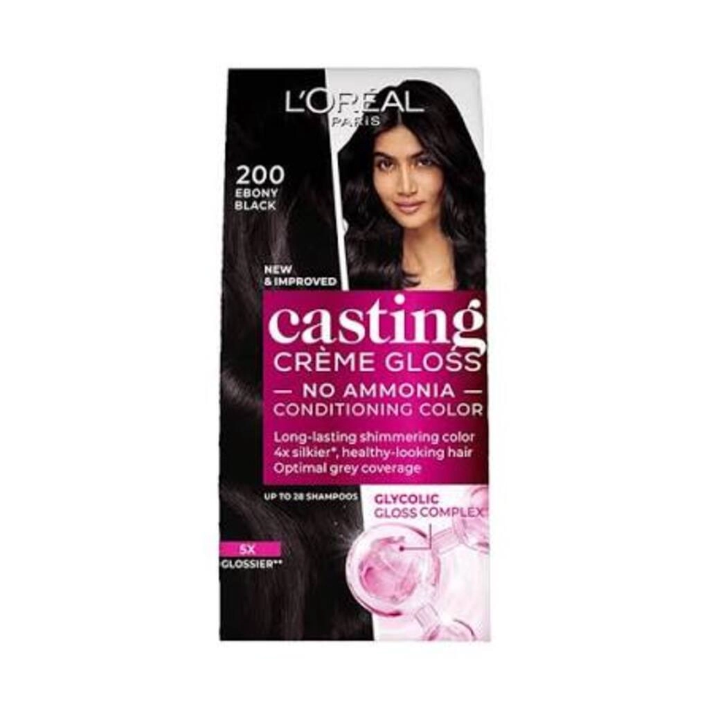 L'OREAL CASTING CREME GLOSS CONDITIONING COLOR 200 EBONY BLACK 25 G + 20 ML