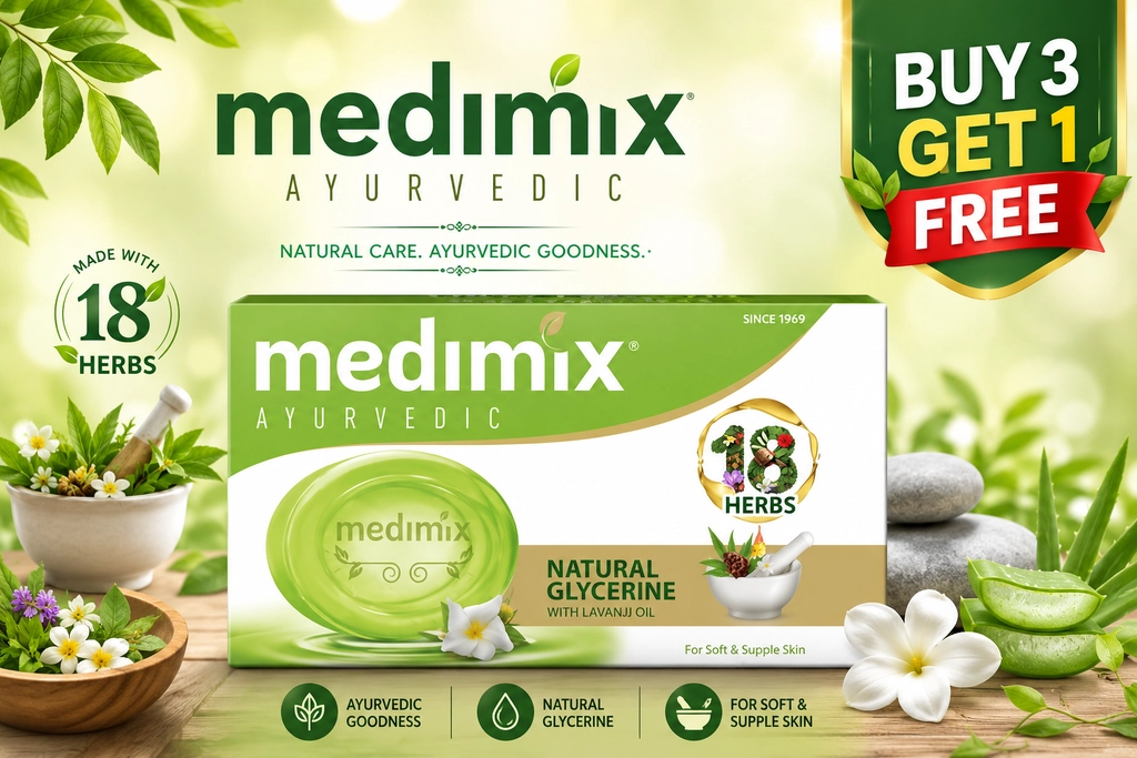 MEDIMIX AYURVEDIC NATURAL GLYCERINE WITH ELADI OIL SOAP 75 G 3+1