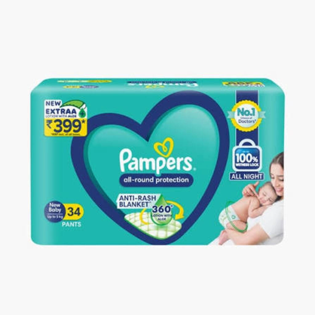 PAMPERS ANTI RASH BLANKET ALL NIGHT NEW BABY UP TO 5 KG 34 PANTS