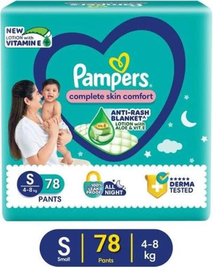 PAMPERS COMPLETE SKIN COMFORT 4-8 KG SIZE - S 78 PANTS