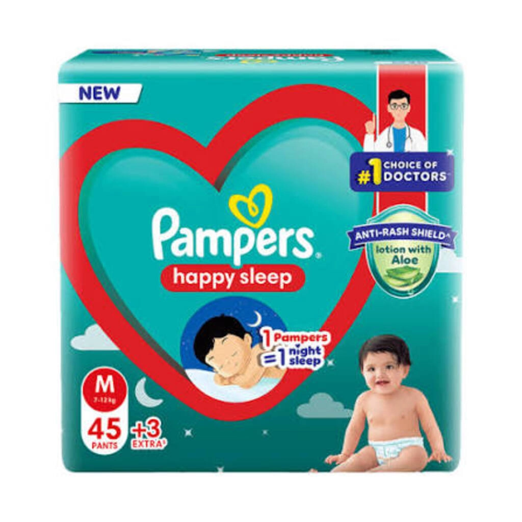 PAMPERS HAPPY SLEEP 7-12 KG SIZE M - 45 PANTS + 3 EXTRA