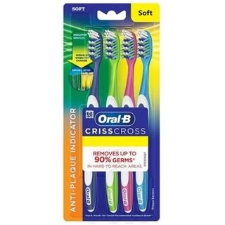 ORAL-B CRIS CROSS FAMILY PACK 4 N SOFT ANTI PLAQUE INDICATOR TOOTH BRUSH