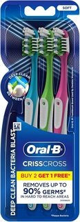 ORAL-B CRIS CROSS 3 N 2+1 DEEP CLEAN BACTERIA BLAST SOFT TOOTH BRUSH