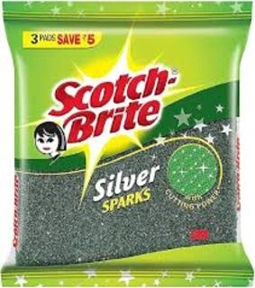 SCOTCH BRITE SILVER SPARKS SCRUB 3 PAD 9.5*14cm