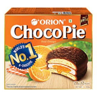 ORION CHOCO PIE REAL ORANGE 18 PACKS X 28 G