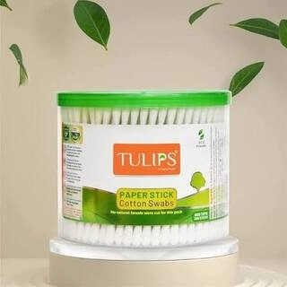TULIPS PAPER STICK COTTON SWABS 100 STEMS JAR