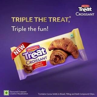 BRITANNIA TREAT CROISSANT TRIPLE CHOCO 59 G