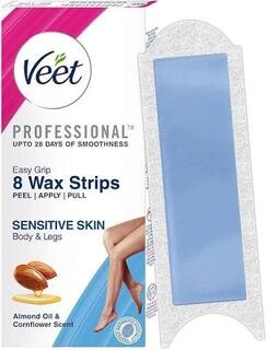 VEET PROFESSIONAL SENSITIVE SKIN ALMOND OIL & CORNFLOWER SCENT 4 WAX STRIPS