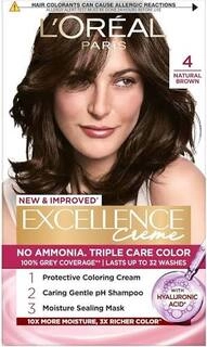 L'OREAL PARIS NO AMMONIA EXCELLENCE CREME TRIPLE CARE COLOR NATURAL BROWN 4- 60+60G