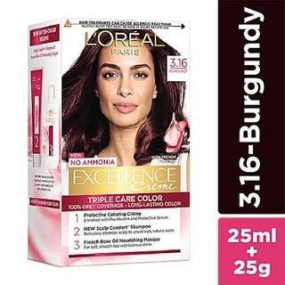 L'OREAL PARIS EXCELLENCE CREME TRIPLE CARE COLOR BURGUNDY 3.16- - 25 ML + 25 G