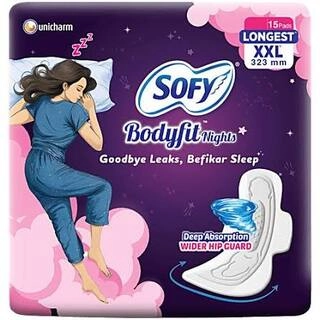 SOFY BODYFIT NIGHTS LONGEST XXL 323 MM 15 PADS