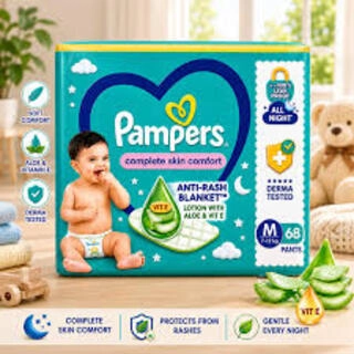 PAMPERS COMPLETE SKIN COMFORT 7-12 KG SIZE M 68 PANTS