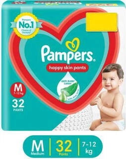 PAMPERS HAPPY SKIN PANTS 7-12 KG SIZE M 32 PANTS