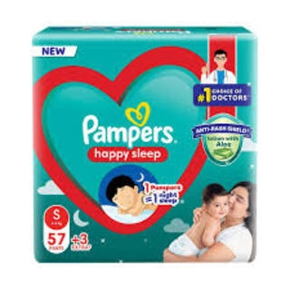 PAMPERS HAPPY SLEEP 4-8 KG SIZE S - 57 PANTS + 3 EXTRA