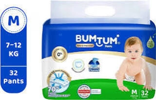BUMTUM PANTS NEW & IMPROVED 7-12 KG SIZE M 32 PANTS