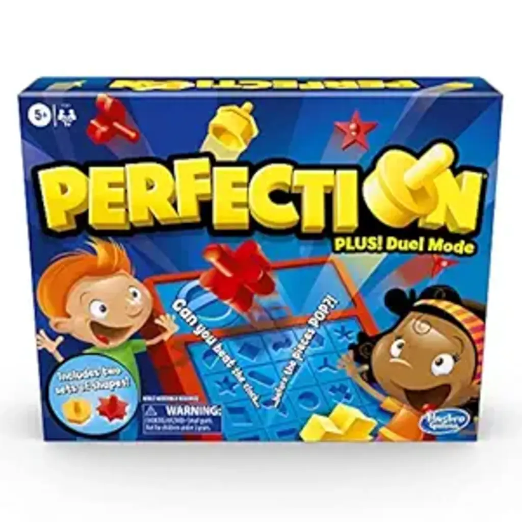 Hasbro Kid Gaming - Perfection Game Plus 2-Player Duel Mode Po, Plus Player Popping Shapes and Pieces Ages 5 and Up