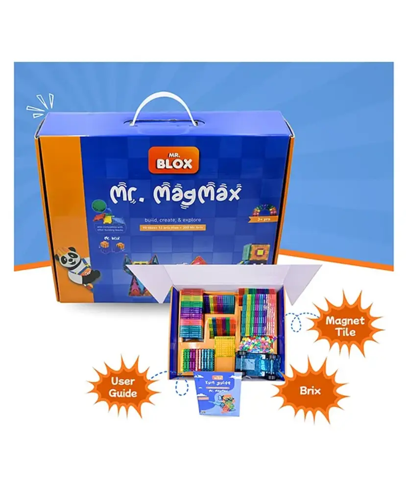 Mr. Magmax - Medium 65 Tiles + 6 Brix Tiles + Mr Brix 150 Pieces Multicolour 2 years+