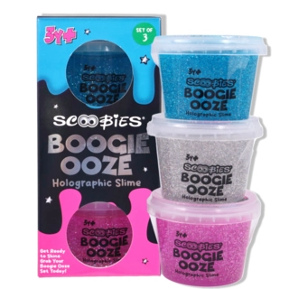 Boogie Ooze Holographic Slime Set , 3 Non-Sticky Glitter Slimes |Safe Sensory Fun for Kids 3+