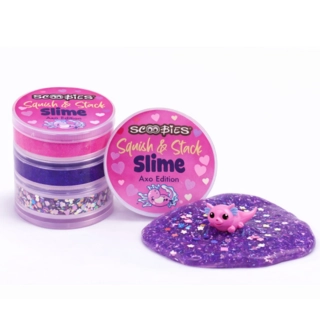 Squish & Stack Pink & Purple AXO Slime Set, 2 Glittery Slimes + 1 Sparkle Box | with Surprise Toy, Safe Sensory Fun for Kids 3+