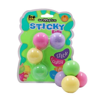 Sticky Balls Squishy Fun in Charming Pastel Colors | Pack of 4! Squeeze, Stick, and Stretch | Stress Reliever | Fidget Balls