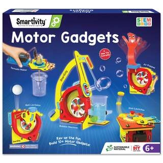 10 in 1 Motor Powered Gadgets | 6 - 14 years | Build 10+ Science Projects - Bubble Launcher, Spinning Toy & More
