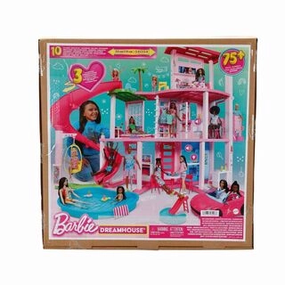 Barbie Dreamhouse, Pool Party Doll House with 75+ Pieces and 3-Story Slide, Pet Elevator and Puppy Play Areas