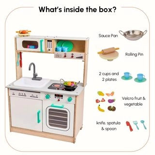 Electronic Kitchen Set for Kids|Cooking Set for Kids & Electronic Kitchen Role Play Set for Girls |Miniature Kitchen Real Cooking Set with Sink,Utensils,Oven,Induction,Lights & Exhaust Fan