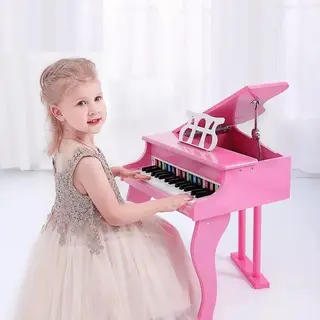 Beautiful Wooden Grand Piano for Age 3+ Years (Pink)