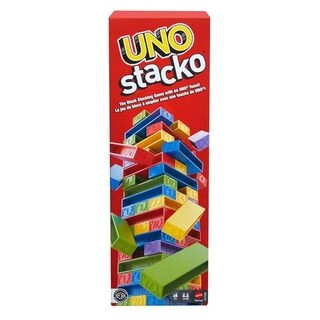 UNO Stacko Game for Kids & Family with 45 Colored Stacking Blocks & Loading Tray, Build & Play, Game Nights & Parties