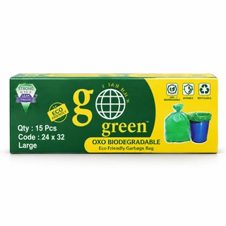 Go Green Garbage Bag Green{24X32}15Pc