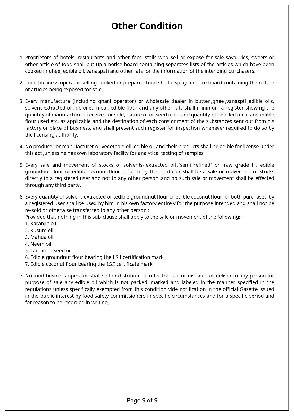 FSSAI Licence page 9