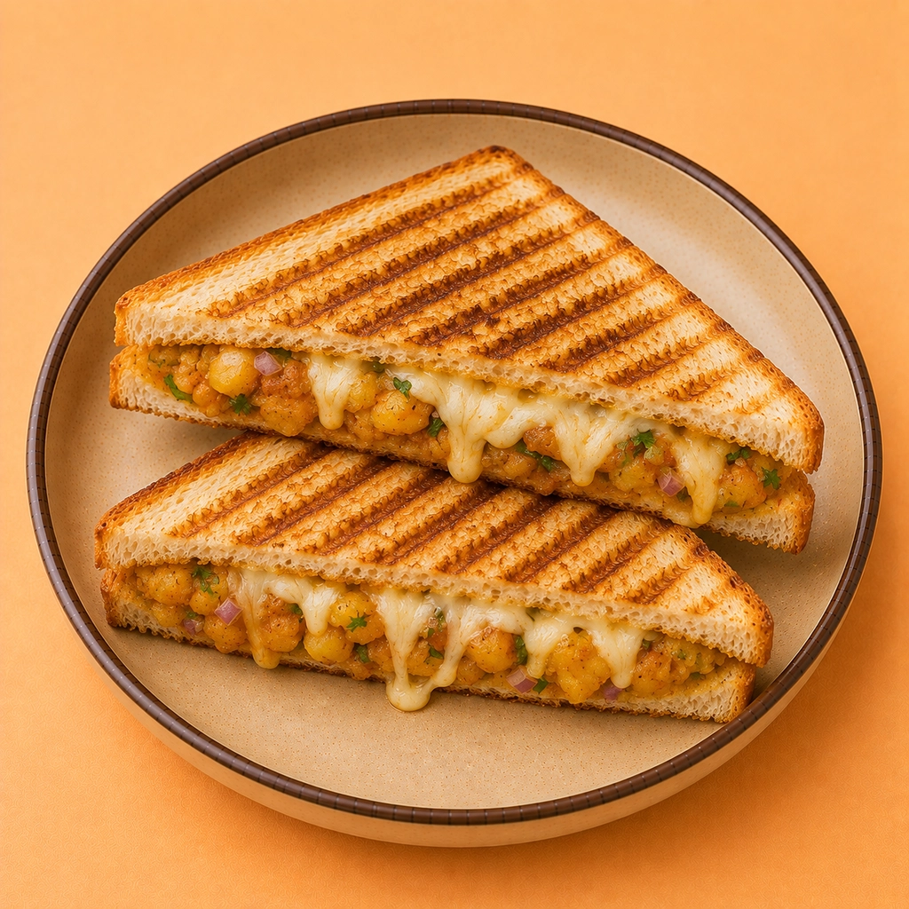 Grilled Aloo Masala  Cheese Sandwhich