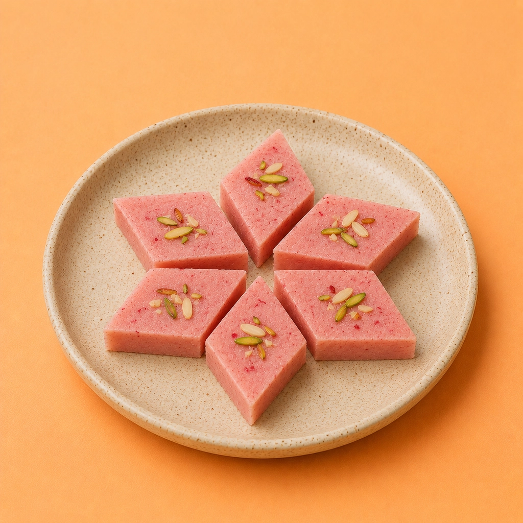 Strawberry Kaju Katli