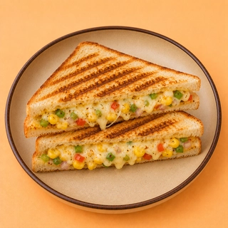 Grilled Corn Cheese Veg Sandwhich