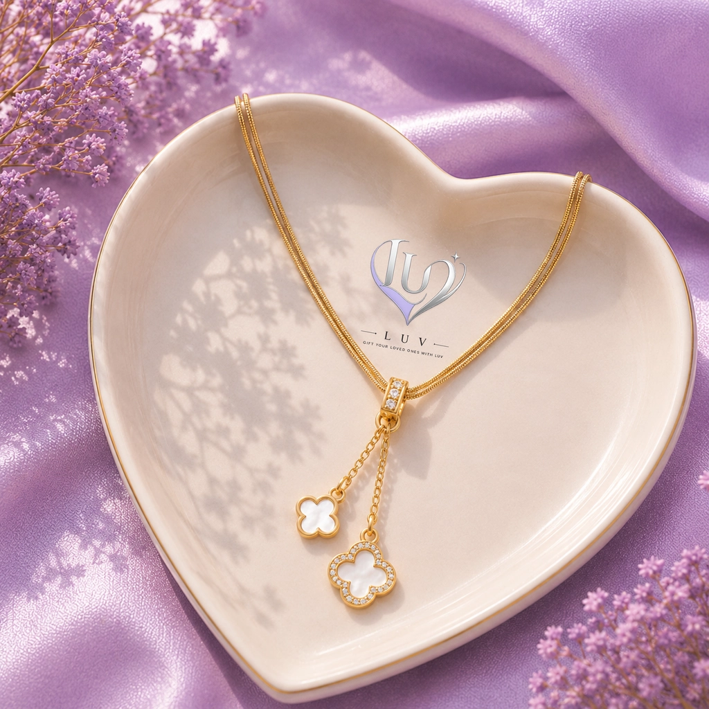 White Clover Duo Necklace
