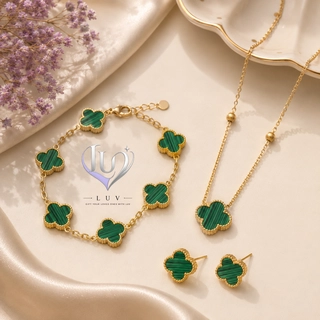 Emerald clover jewel set