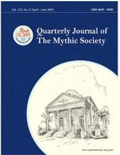 quarterly journal of the mythic society (used,paper back,good condition)