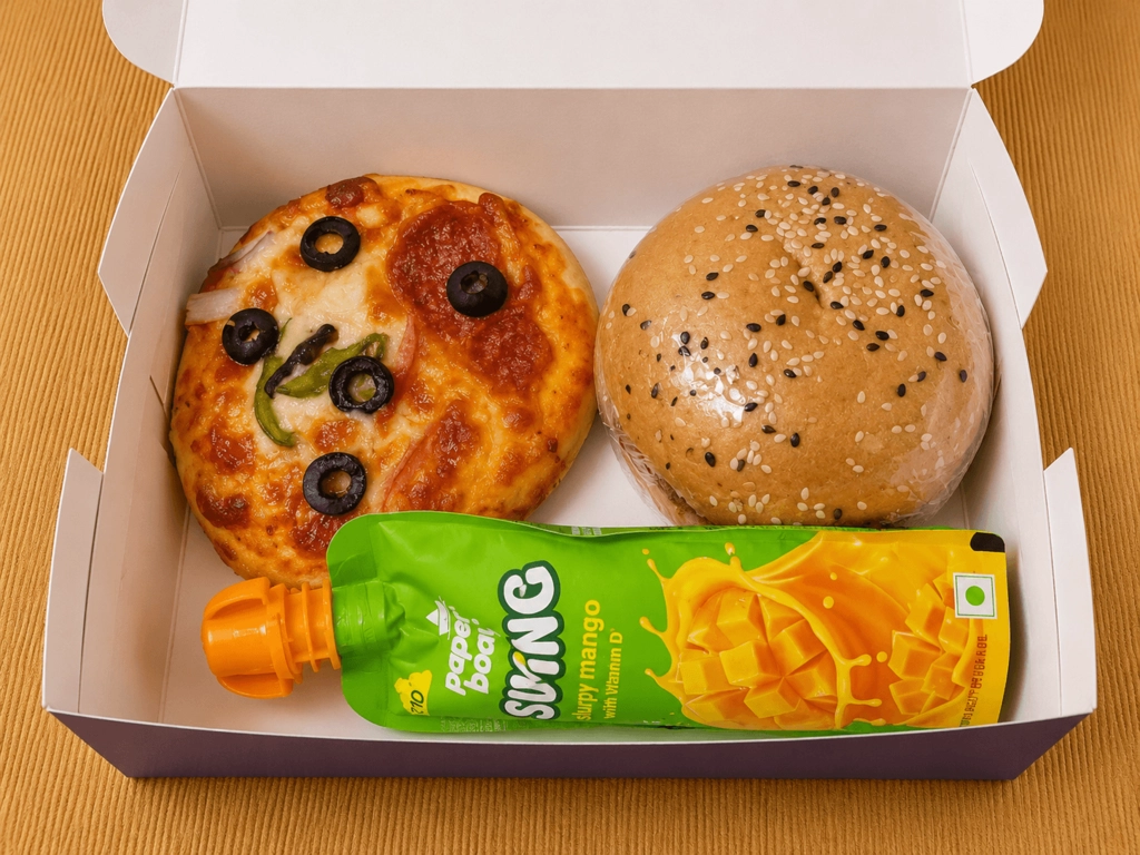 Burger,Mini Pizza, Paperboat Mango Swing