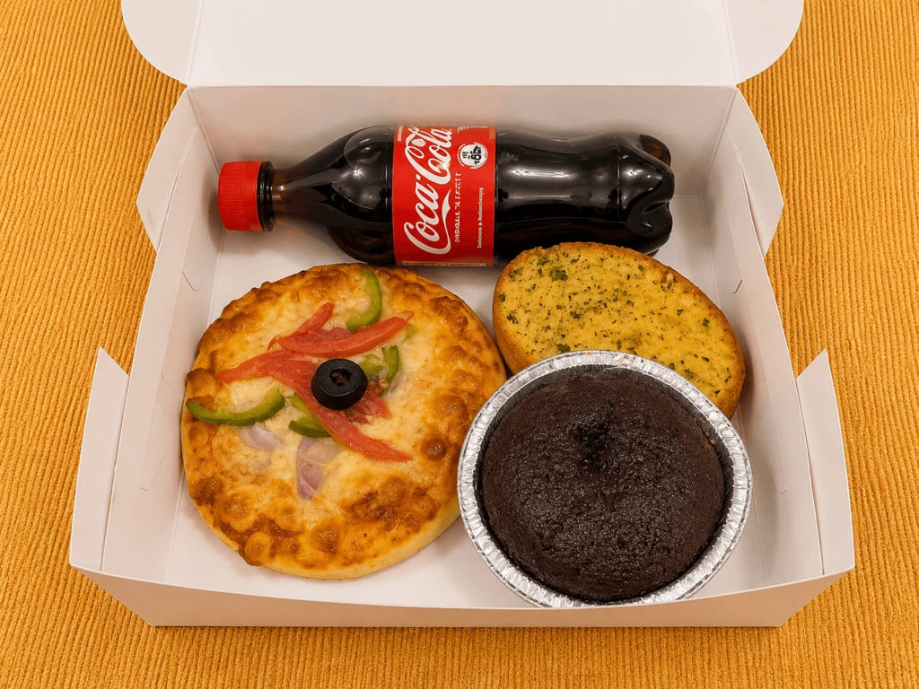 Mini Pizza,Choco Lava Cake,Garlic Bread Combo