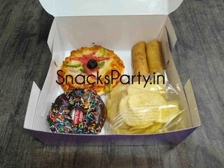 Mini pizza, Donut, Chips, Spring Roll