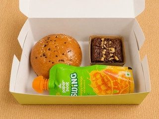 Burger, Walnut Brownie, Paperboat juice Combo