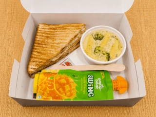 Penne Pasta Alfredo,Veg Grilled Cheese Sandwich, Paperboat juice