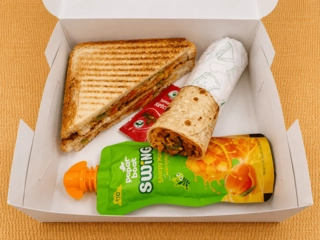 Veg Frankie,Veg Grilled Cheese Sandwich, Paperboat juice