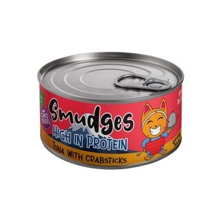 Smudges Cat Adult Canned Food in Gravy Tin 80gm (Pack of 6 cans) - Tuna with Crab Sticks