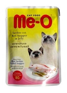 Me-O Adult Cat Food, Sardine with Red Snapper, 80 g