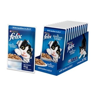 Felix As Good As It Looks Wet Food for Adult Cats|Complete and Balanced Cat Food Sardine  jelly