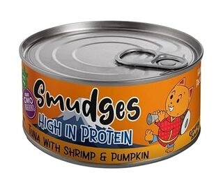 Smudges Cat Adult Canned Food in Gravy Tin 80gm (Pack of 6 cans) - Tuna with Shrimp & Pumpkin