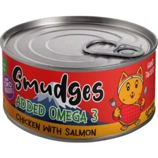 Smudges Cat Adult Canned Food in Gravy Tin 80gm (Pack of 6 cans) - Chicken with Salmon